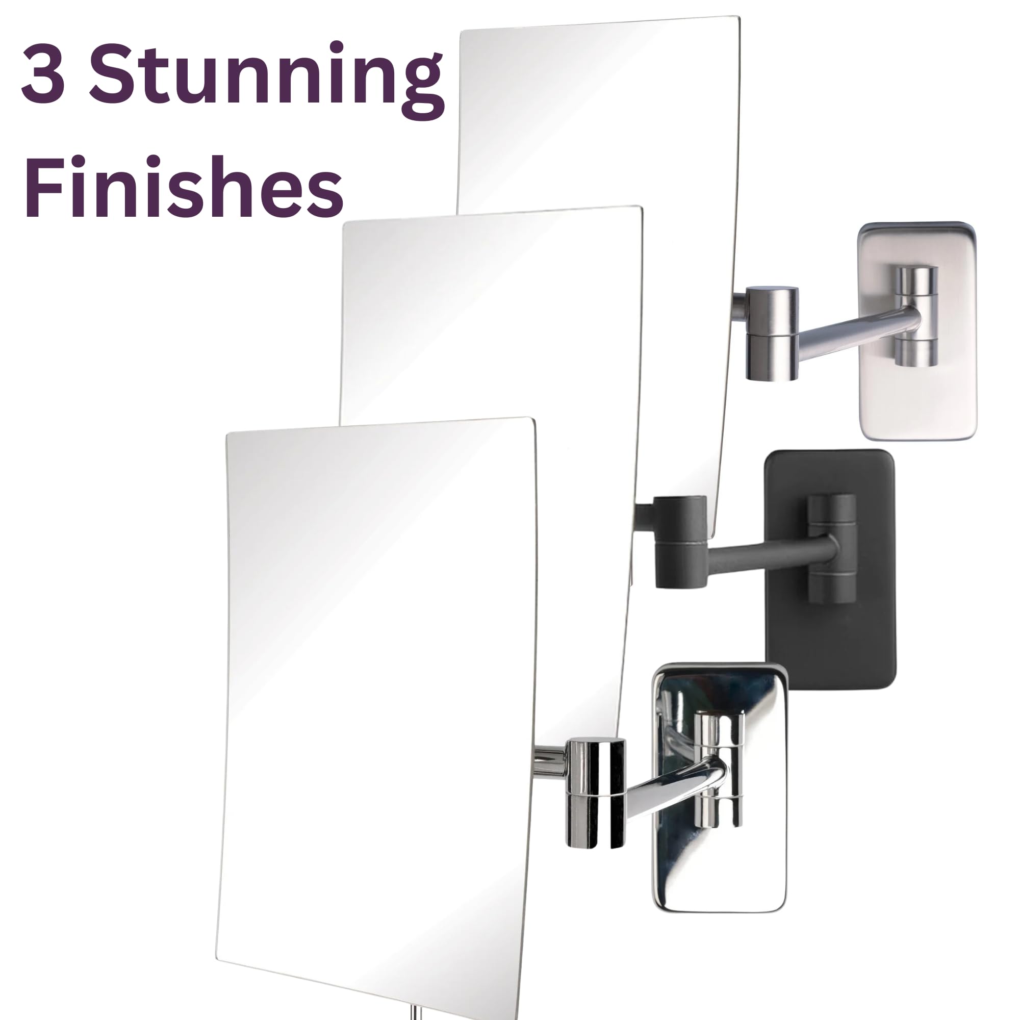 JERDON Wall Mount Makeup Mirror with 5X Magnification - 8.75” x 6.5” Rectangular Mirror Extends 14” – Chrome Finish – Model JRT695C