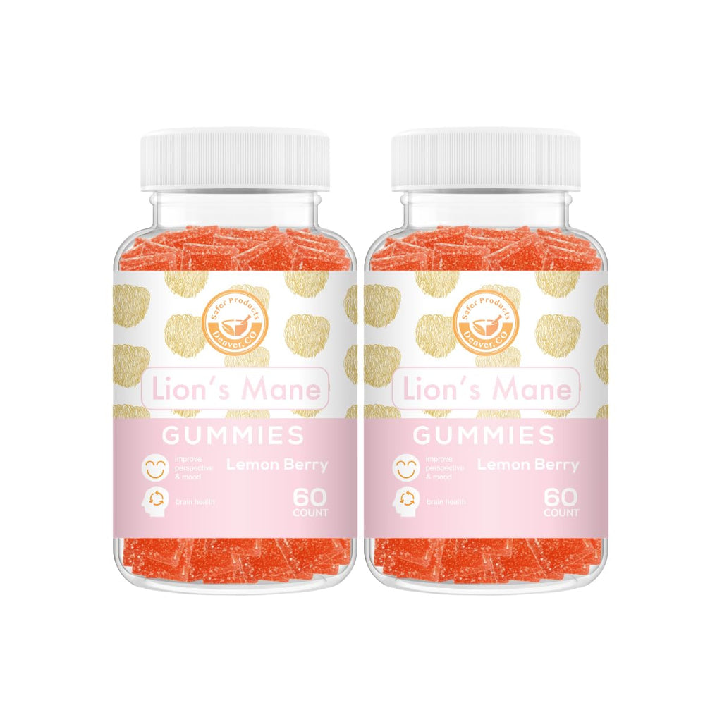 Safer Products Lion’s Mane Mushroom Gummies - May Support Focus, Memory, and Mood - Lemon Berry Flavor - Vegan, Non-GMO, Gluten-Free, Gelatin Free - 120 Count