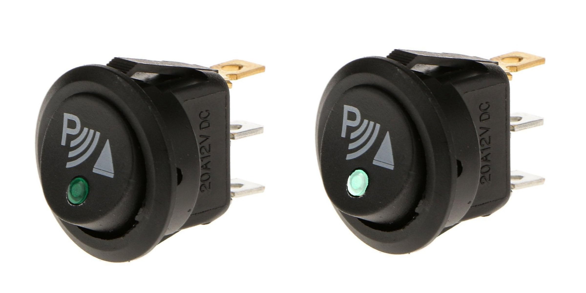 Dolphin Automotive Illuminated LED Round 3 Pin P Rocker ON/OFF 12v DC Dashboard Switch Parking Reverse Sensor Front Rear Reversing Sensors UK (4)