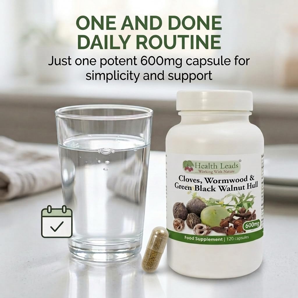 Health Leads Wormwood Black Walnut & Clove 600mg, 120 Caps