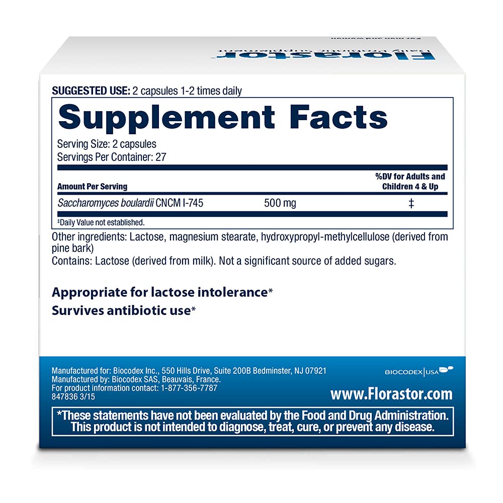 Florastor Daily Probiotic Supplement for Women and Men, Proven to Support Digestive Health, Saccharomyces Boulardii CNCM I-745 (54 Capsules), Pack of 3