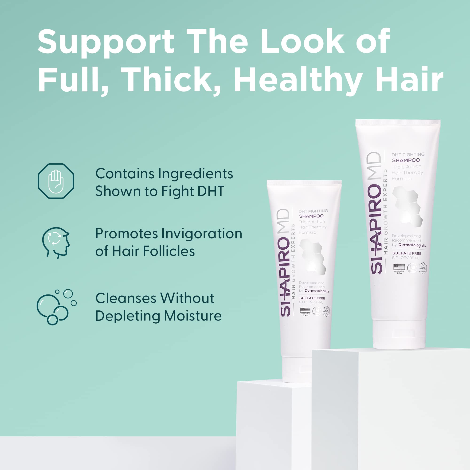 Shapiro MD Hair Growth Experts Vegan Hair Loss Shampoo for Thinning Hair | Experience Healthier, Fuller and Thicker Looking Hair (1 Month Supply)