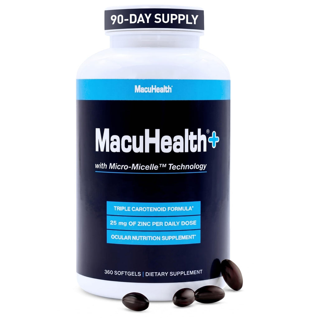 MacuHealth Plus+ Eye Vitamins Supplement for Adults - 90 Day Supply with Lutein, Zeaxanthin, and Meso-Zeaxanthin - Unflavored, Vitamin for Eyes