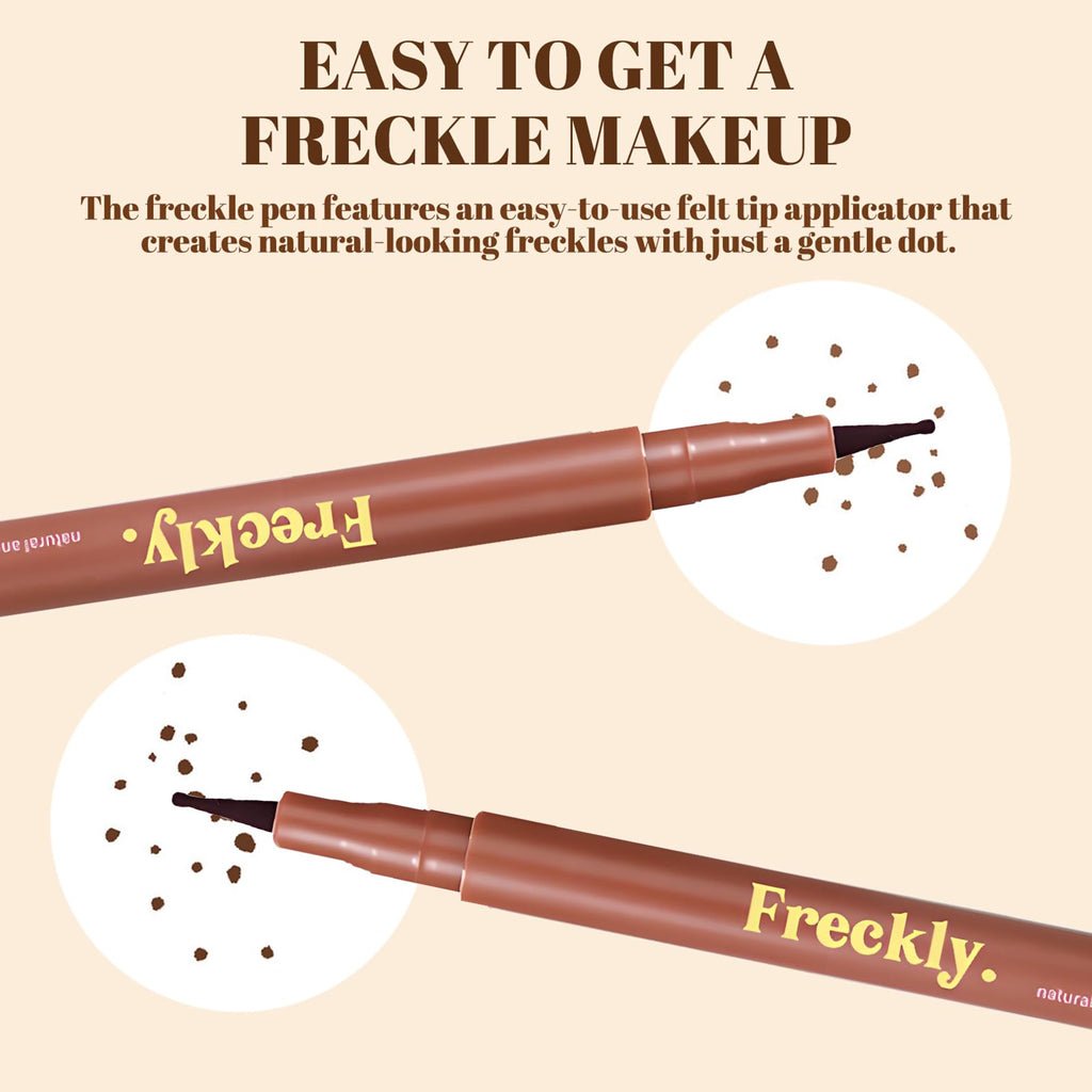 Felt Tip Freckle Pen – Waterproof, Long-Lasting Faux Freckles for a Natural Look – Quick-Dry, Skin-Friendly Freckle Stamp (#Dark Brown)