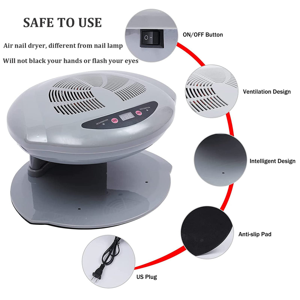 Professional Nail Dryer,400W Air Nail Fan Blower Dryer Machine with Auto Induction Warm & Cool Wind, Manicure Tool with Automatic Sensor,for Fingernail & Toenail Curing,Grey