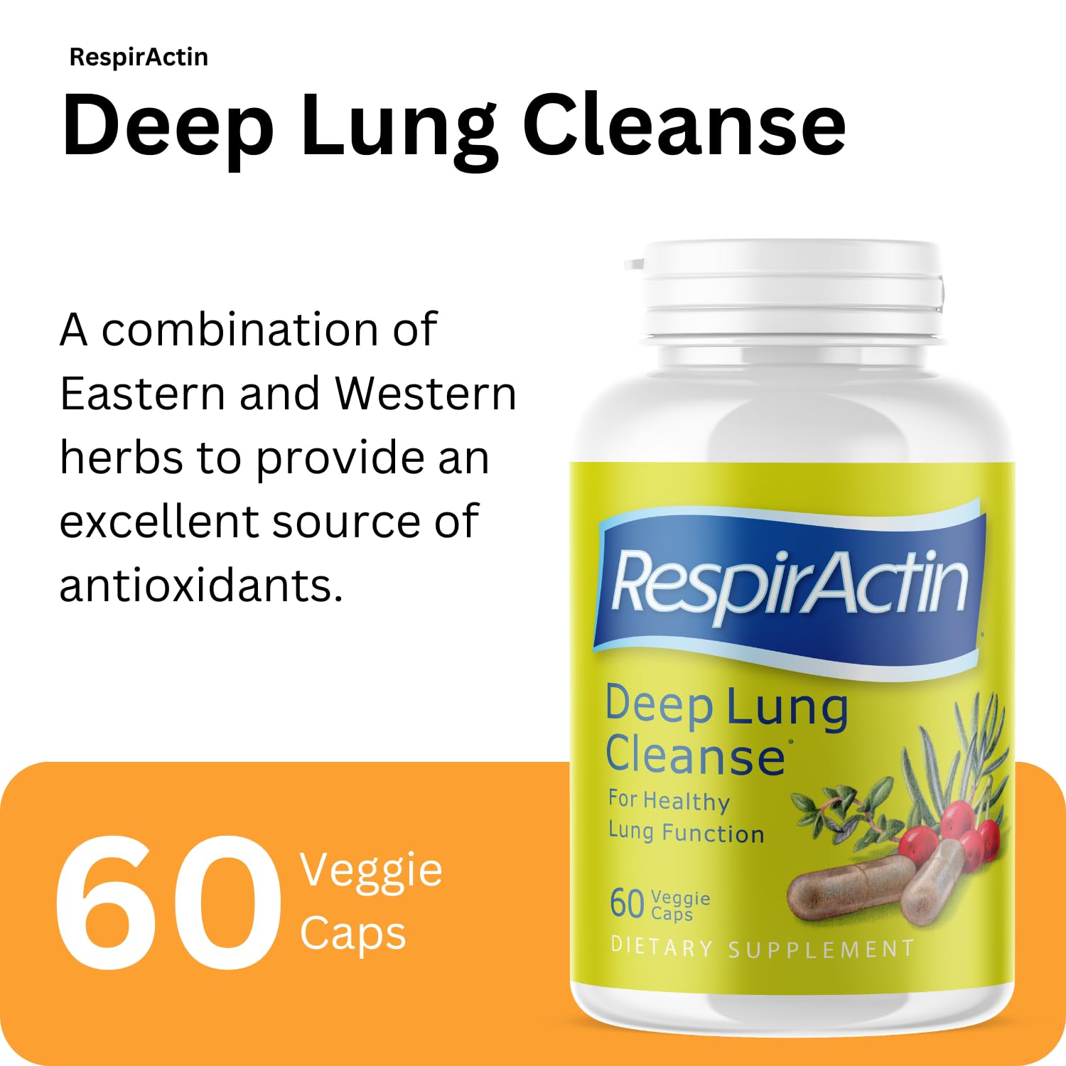 Deep Lung Cleanse 60 Veggie Caps - Herbal Respiratory Supplements for Clearer Breathing | Respiratory System Support