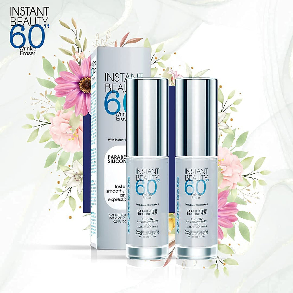 TWO Instant Beauty 60 Wrinkle Remover (2) - Face Serum - Wrinkle Eraser - Instantly smooths Wrinkles and Expression Lines