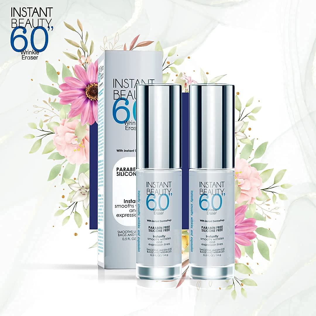 TWO Instant Beauty 60 Wrinkle Remover (2) - Face Serum - Wrinkle Eraser - Instantly smooths Wrinkles and Expression Lines