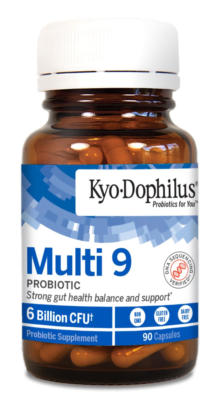 Kyolic Kyo-Dophilus Multi 9 Probiotic - Multi-Strain Probiotic Blend for Digestive Function, Healthy Gut Flora & Microbiome Support* - 6 Billion CFU - Gluten-Free - 90 Capsules (45 Servings)
