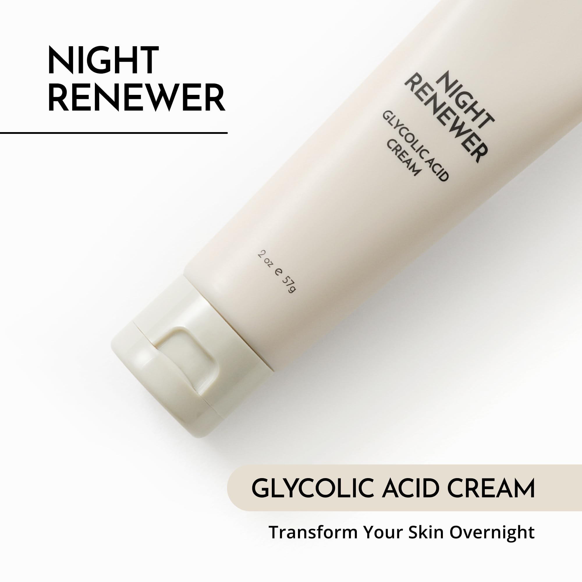 MAELOVE Night Renewer Night Cream with 2-in-1 Glycolic Acid Treatment, Unscented, For Sensitive Skin