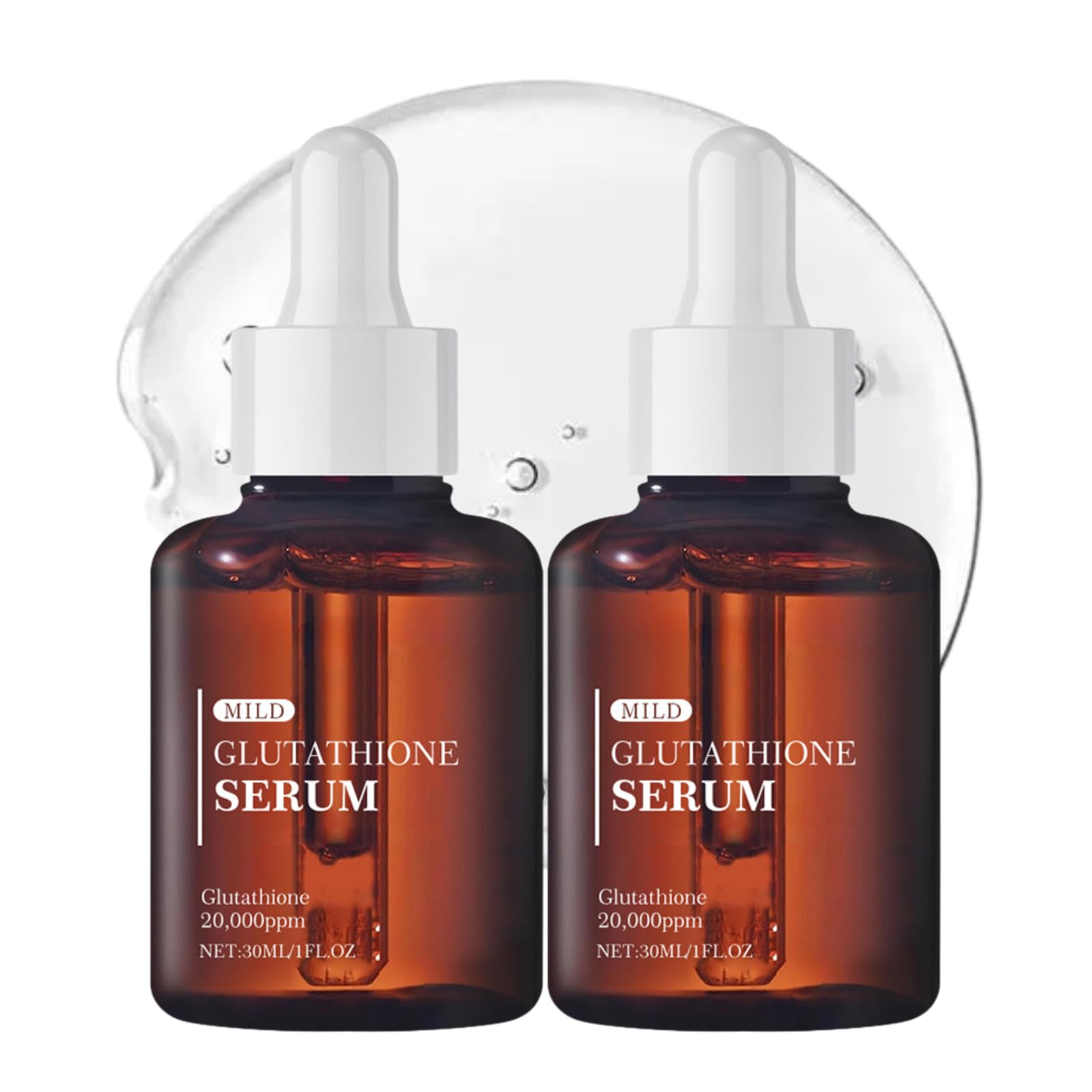 2Pcs Glutathione Serum 20,000ppm, Dark Spot Correcting Serum, Brightening Face Serum with niacinamide, Korean Skincare for Glowing Skin, Improve Elasticity & Revitalize Complexion, Soothing to Skin