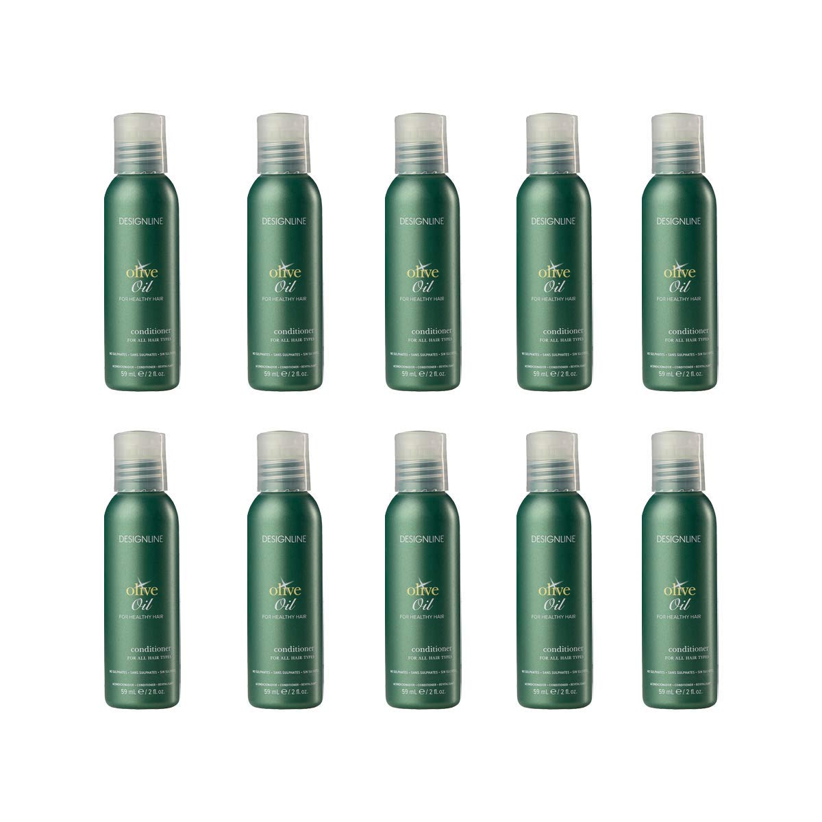 DESIGNLINE Olive Oil Conditioner, 2 oz (10 Pack) - Fortified with Vitamins E and K for Hair Protection
