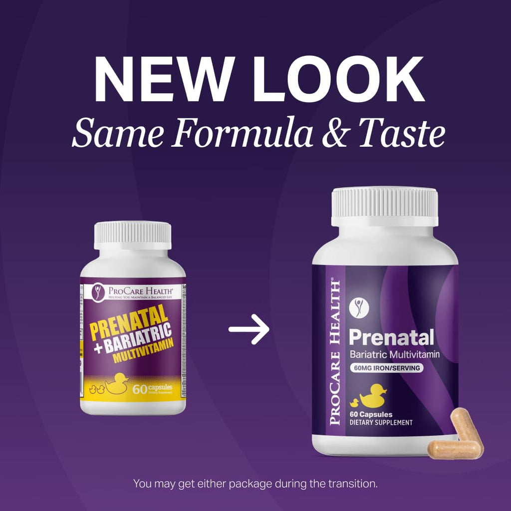 ProCare Health Prenatal Bariatric Multivitamin with Iron (60 Easy to Swallow Capsules) – for Women, Bariatric Vitamins for Gastric Bypass & Gastric Sleeve (1 Month Supply)