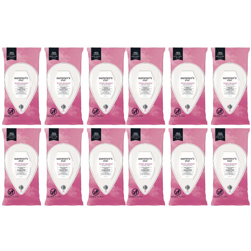 Summer's Eve Cleansing Cloths for Sensitive Skin, Simply Sensitive 32 ea (Pack of 12)