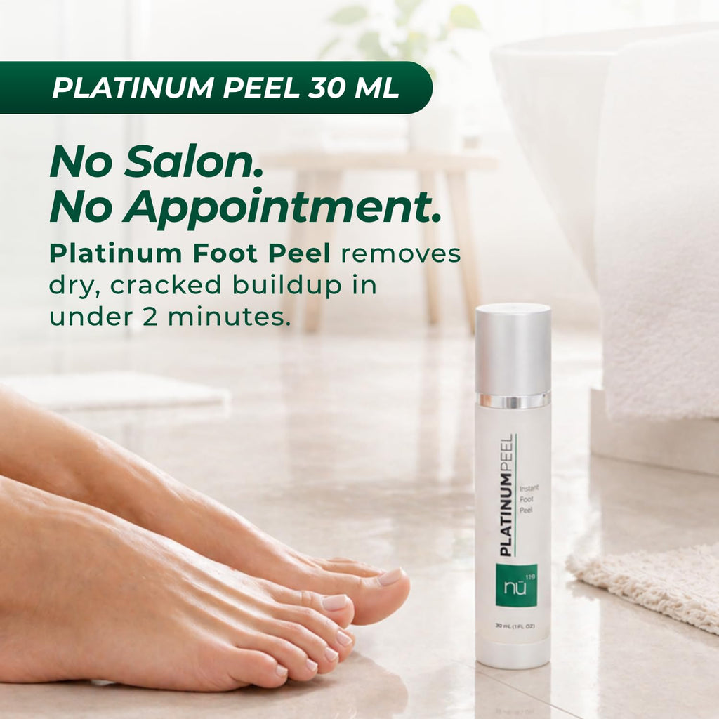 nu119 Platinum Instant Foot Peeling Spray – Professional-Grade Exfoliating Foot Peel for Dry, Cracked & Rough Skin – Callus & Dead Skin Remover – Fast-Acting Spray with Luxury Foot File