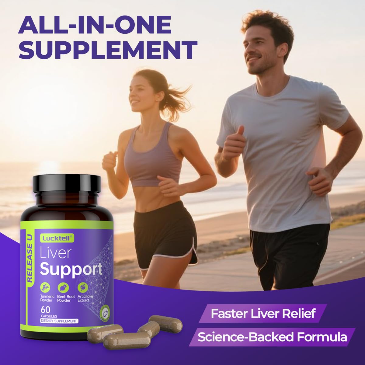 Liver Support Supplement – Liver Cleanse Detox & Repair with Milk Thistle, Turmeric, Dandelion & Artichoke Support | 7-in-1 Herbal Formula Protect Liver | 60 Capsules, 30-Day Supply, Made in USA