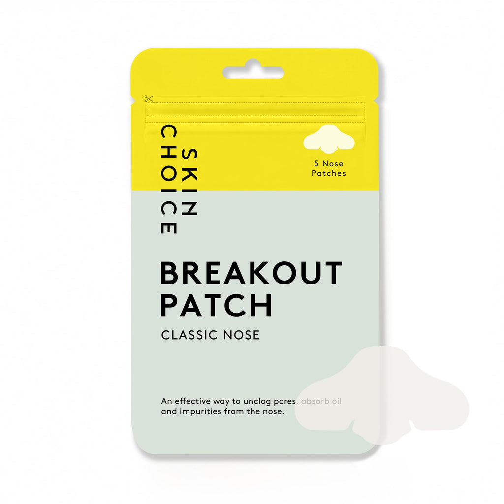 SKIN CHOICE Pore Strips - Breakout Patch Classic Nose Hydrocolloid Patches to Unclog and Shrink Pores, Nose Patch Absorbs Oil, Pimple Spot Blackhead Remover, Vegan (5 Count)