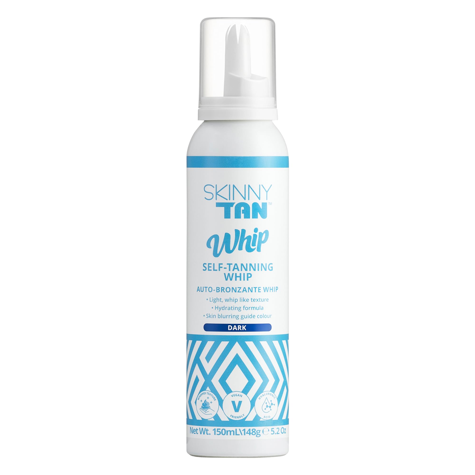 Skinny Tan Whip Dark Mousse - Instant Fake Tan for Streak Free, Radiant & Natural Glow, Cruelty-Free, Paraben Free & Vegan Skincare with Coconut & Vanilla Aroma - Dark Self Tan, 150ml