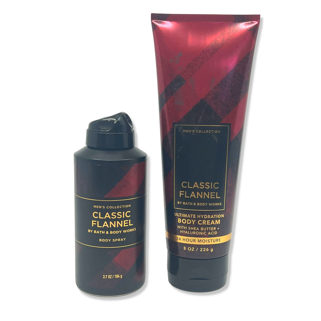 Bath & Body Works Classic Flannel - 2 pc Bundle - Body Spray & Body Cream - Men's Collection