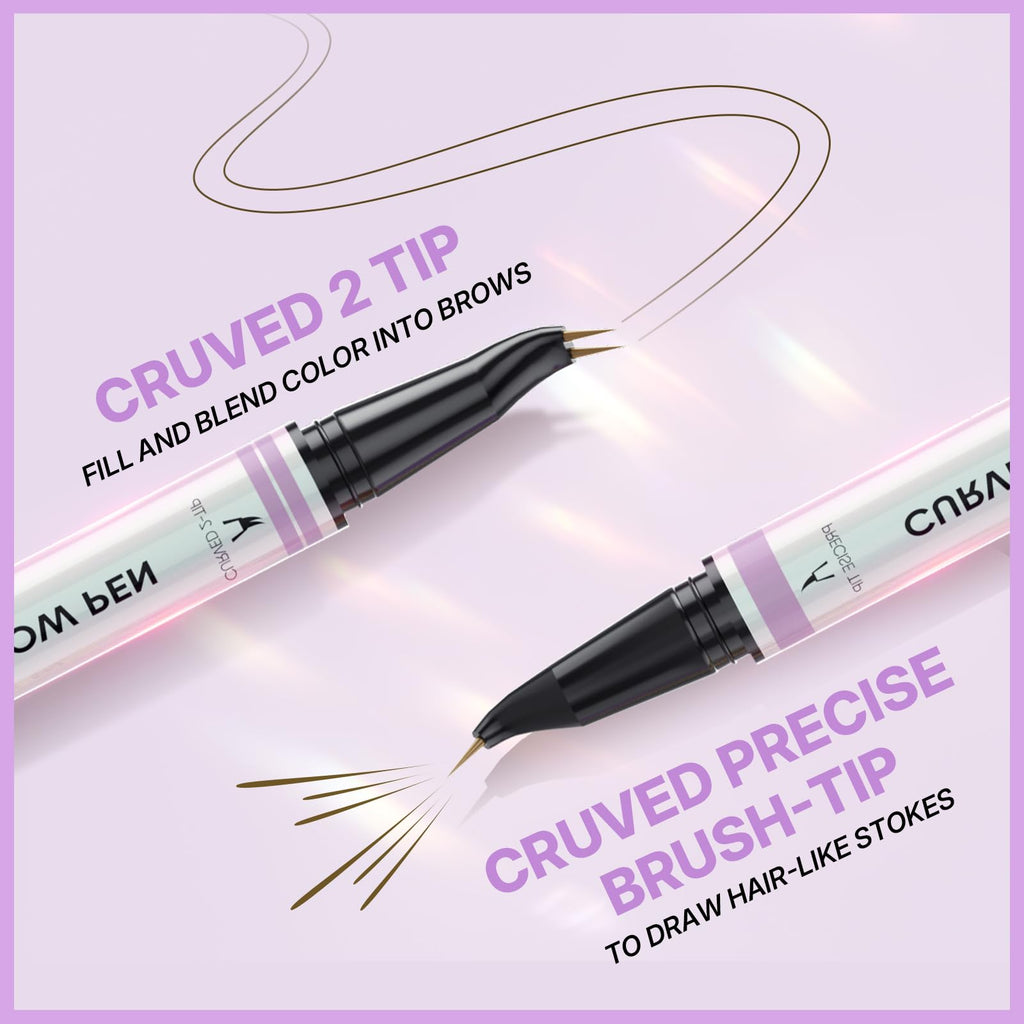 Intoo You 30° Curved Eyebrow Pencil, Magic 2 in 1 Eyebrow Pen Pro, Waterproof Eye Brow Pen with 2 Tips, Vivid Microblading Brow Pencils for Women, Last All Day Makeup (01 Light Brown)