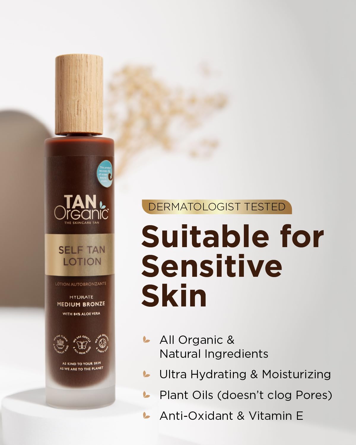 TanOrganic Self Tanning Lotion 100ml | Natural Organic Self Tanner for Face & Body | Natural-Looking Tan with Argan Oil | No Orange Tint, Streak-Free & Transfer-Resistant