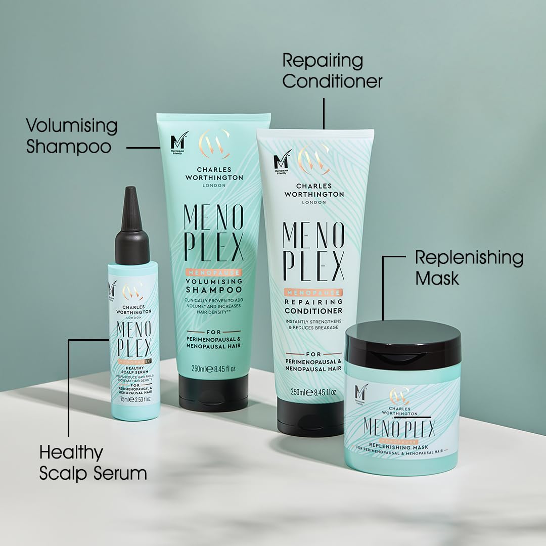 Charles Worthington MenoPlex Menopause Healthy Scalp Serum, Hydrating Hair Serum for Dull Dry Hair, Nourishing Serum for Menopausal Hair, 75ml