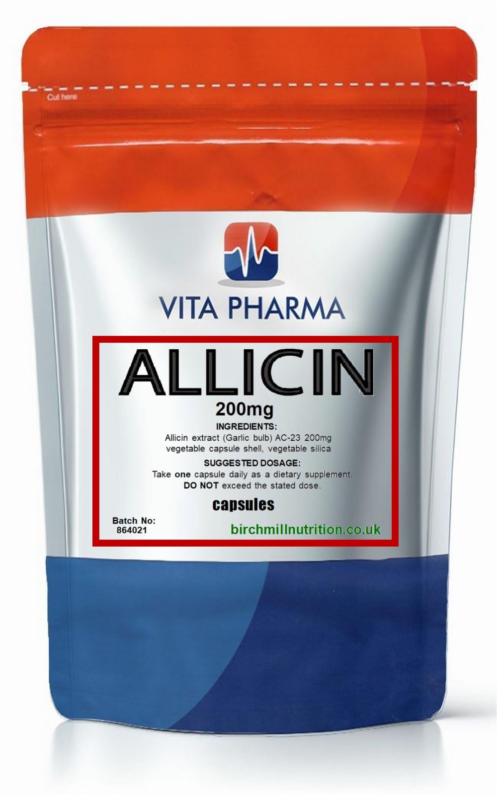 VITA PHARMA Allicin Extract 200mg 120 Capsules | Daily Immune & Heart Health Support
