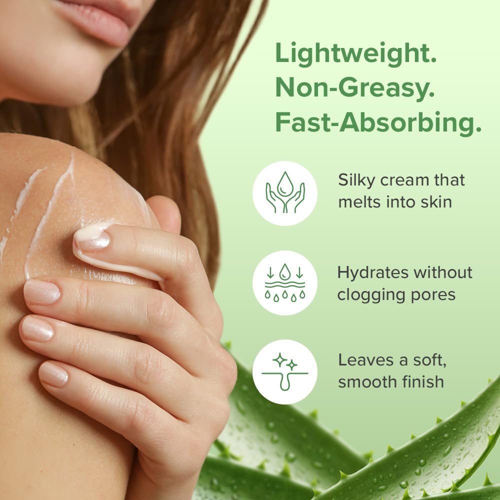 Aloe Infusion Aloe Vera Face & Body Cream – Natural Moisturizer for Dry, Sensitive & Irritated Skin – Hydrating, Non-Greasy Lotion with Shea Butter & Manuka Honey – After-Sun Care & Eczema Cream