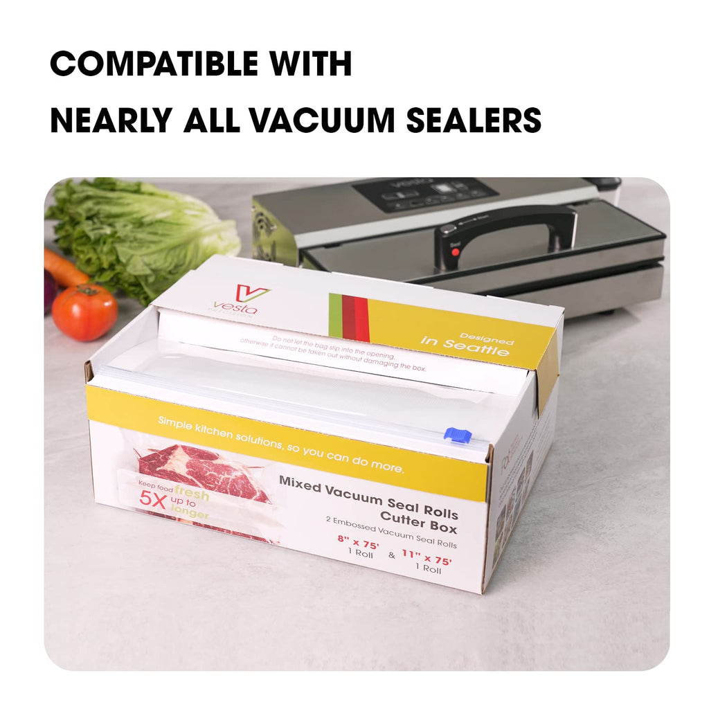 11" x 150' Vacuum Sealer Bags Rolls for Food Saver, with Cutter Dispenser, Commercial Grade Vacuum Sealer Rolls for Custom Sizing, BPA-Free, Ideal for Sous Vide Cooking, Meal Prep and Storage