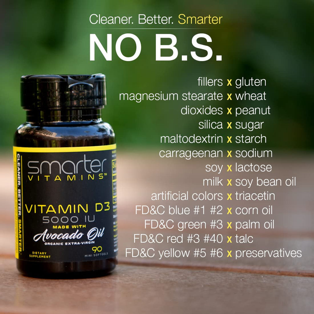 (3 Pack) Smarter Vitamin D3 5000 IU in Avocado Oil 125mcg 270 Mini Softgels
