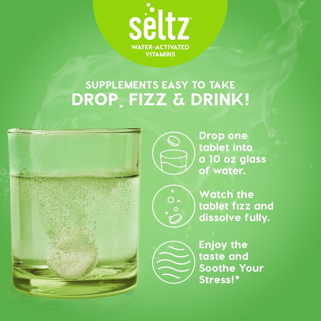 Seltz Stress Support Drink Tablets, Effervescent L-Theanine with Magnesium