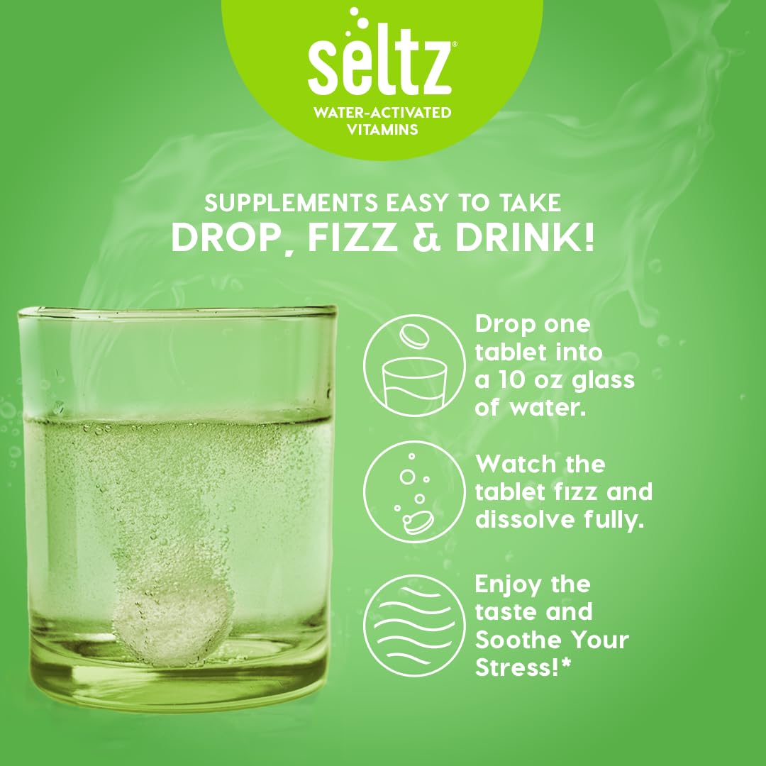 Seltz Stress Support Drink Tablets, Effervescent L-Theanine with Magnesium