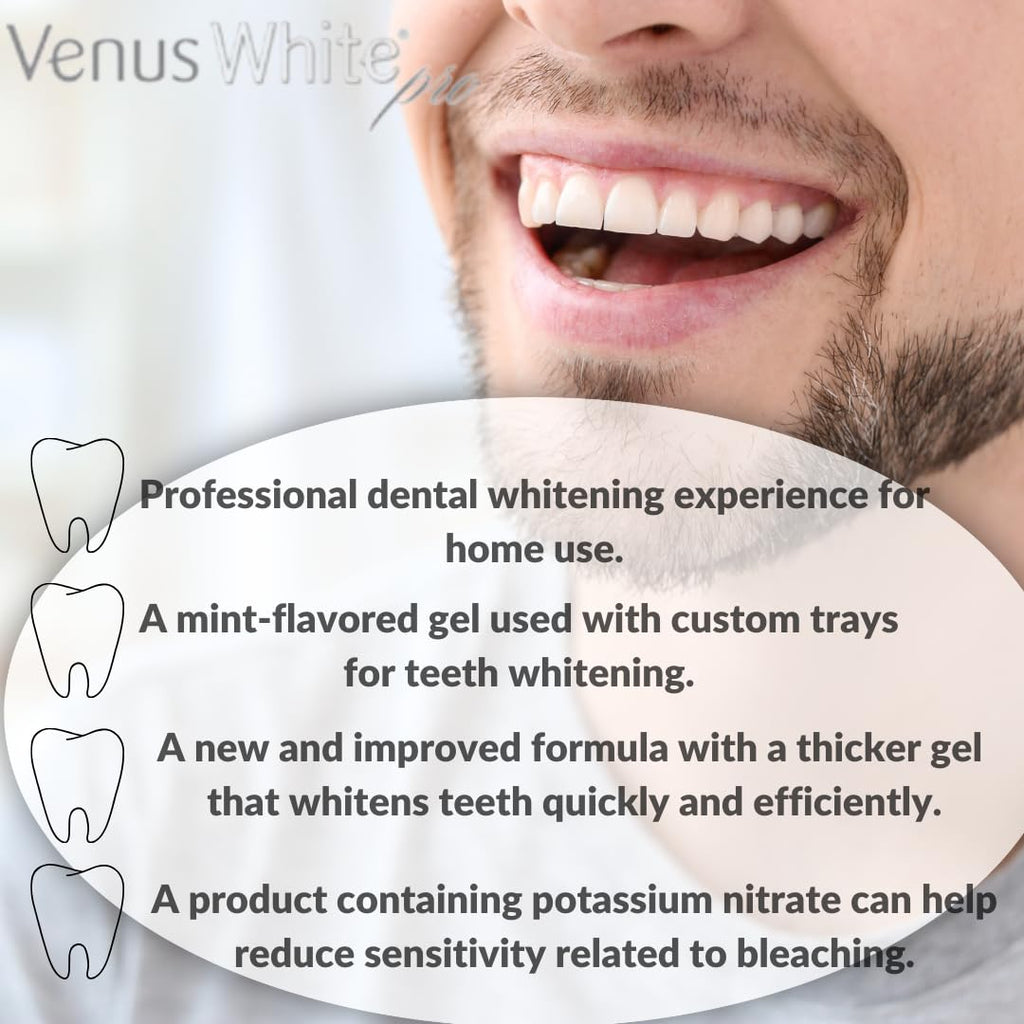 Kulzer 6 Pack: 35% Venus White Pro Teeth Whitening Gel w/Teeth Whitening Instructions & SDC Carrying Pouch, Venus Whitening Gel Syringe Refill (6 Pack), Clear
