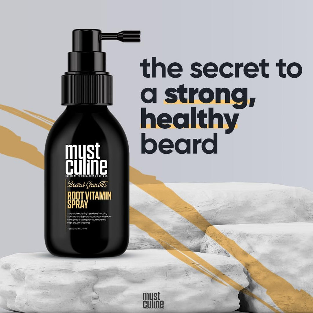 Mustculine Masculine Beard Growth Vitamin Spray for Fuller, Stronger, Longer, and Bushier Beards (2 Pack)