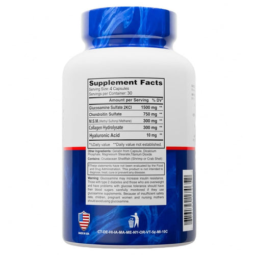 ALFA VITAMINS ALFLEXIL Glucosamine, Chondroitin & Collagen Supplement, Gluten Free, Supports Joints, Bones & Knees, Includes MSM & Hyaluronic Acid for Mobility & Joint Health, 120 Capsules