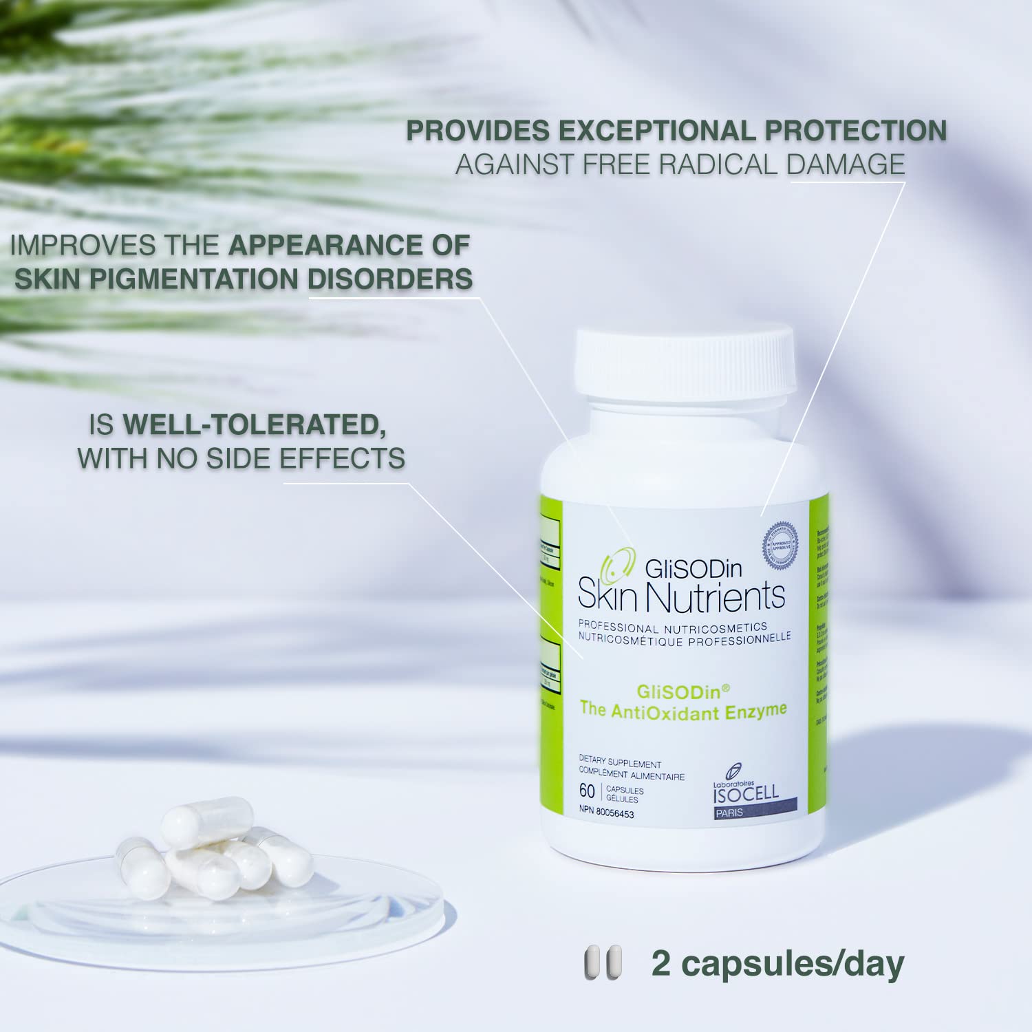 GliSODin Skin Nutrients The Antioxidant Enzyme - Reduces Oxidative Stress - 60 Capsules – 1 Month Supply