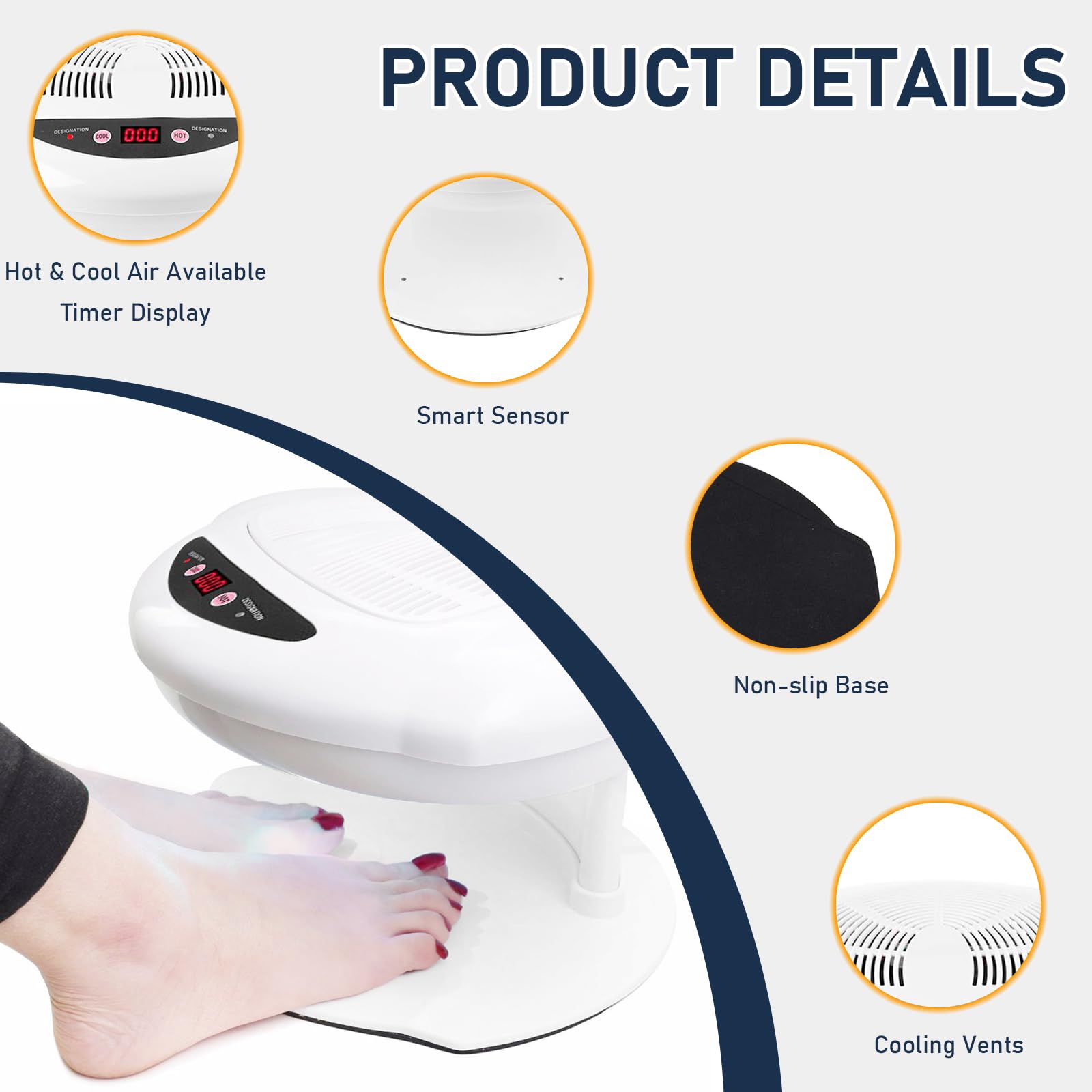 QUTUNI Nail Dryer for Regular Polish, 400W Large Nail Dryer Fan