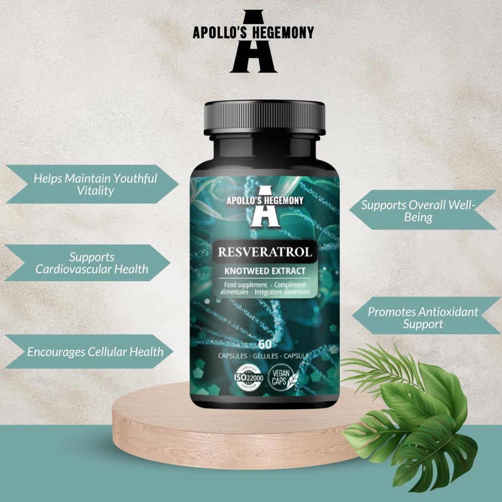 APOLLO'S HEGEMONY Resveratrol High Dose 400 mg - 60 Vegan Capsules - 2 Months Supply - 98% Trans-Resveratrol from Japanese Knotweed Extract - Natural Antioxidant