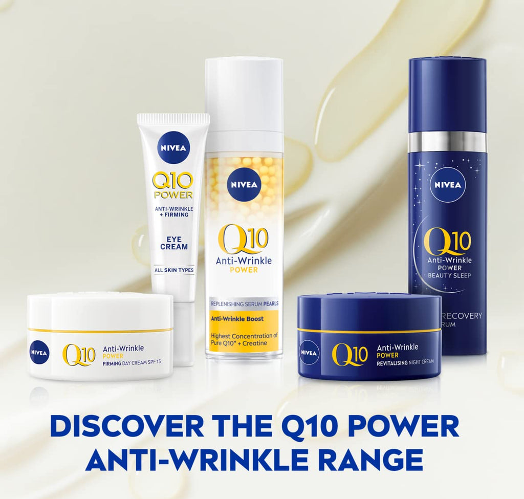 NIVEA Q10 Power Anti-Wrinkle Protecting Day Cream with Coenzyme Q10 & Creatine – 50 ml Lightweight Anti-Age Face Moisturizer for Firmer, Smoother Skin
