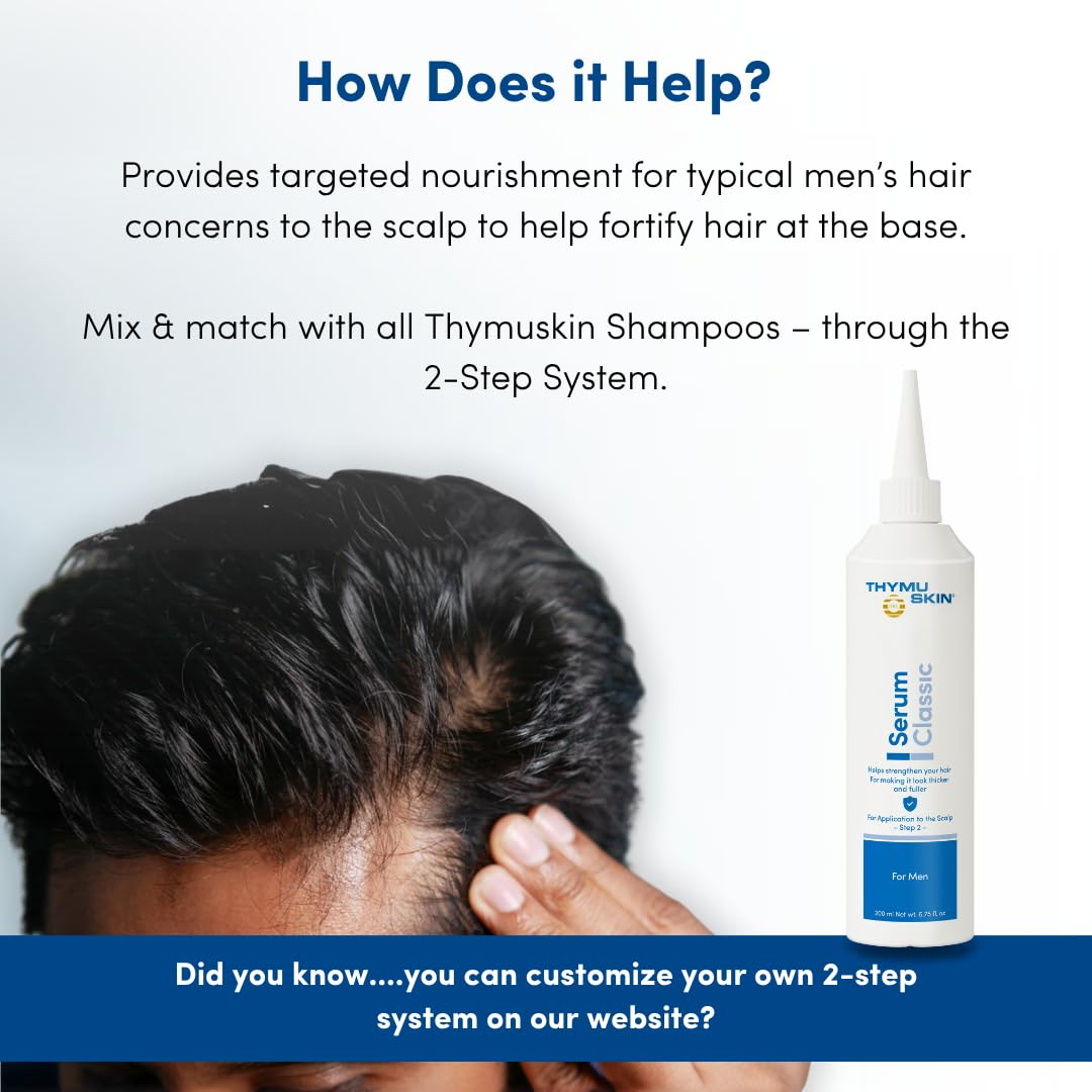 THYMUSKIN® Classic Serum | Hair Revitalizing Scalp Treatment with GKL-02 Thymic Peptide Complex | Thinning Hair & Scalp Nourishment | Step 2 of 2 for Men & Women | Silicone & Paraben Free | 200ml