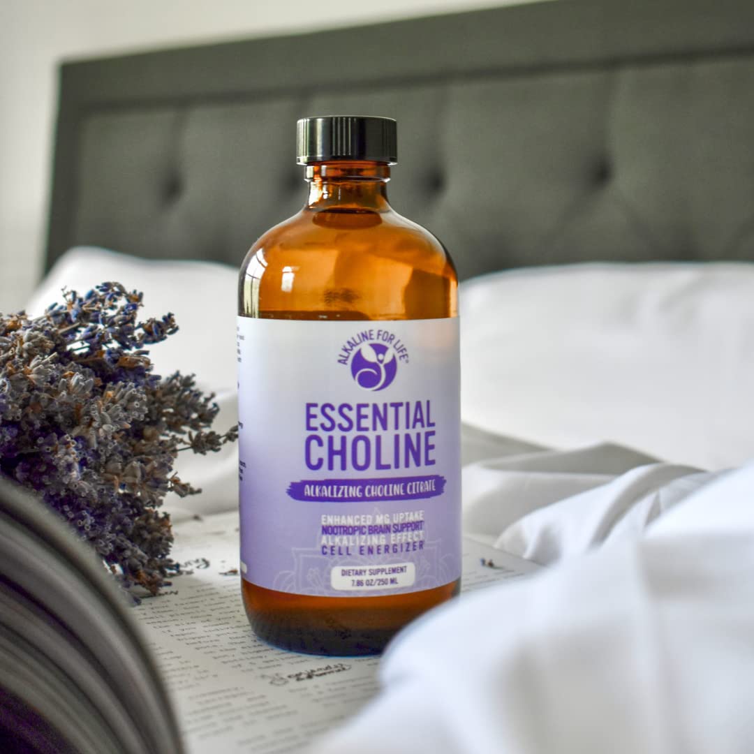 Alkaline for Life Essential Liquid Choline Citrate, 650 mg per Teaspoon, Alkalizing Bioavailable Form, Brain & Nervous System Support, 2-Ingredient Formula, 47 Servings, Made in USA