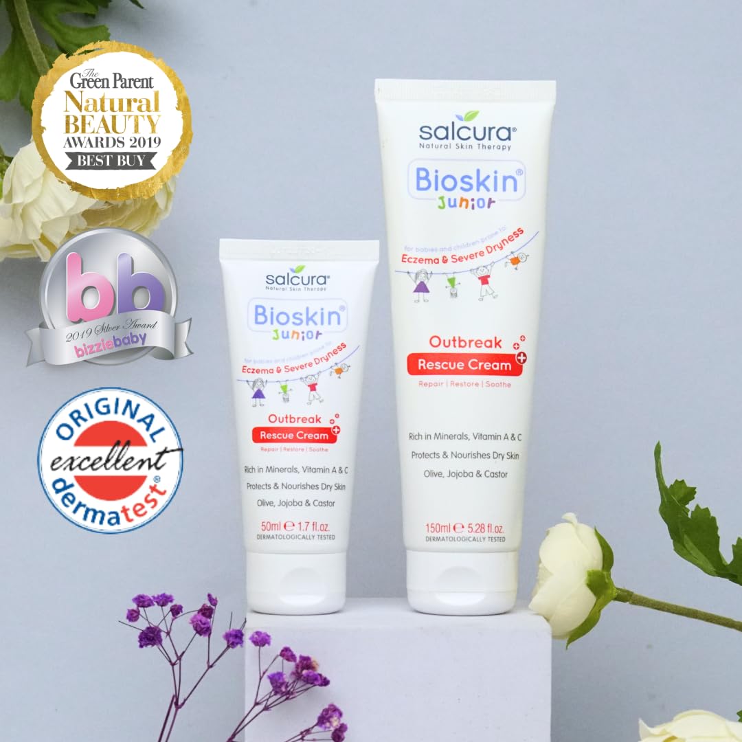 Salcura Natural Skin Therapy, Bioskin Junior Outbreak Rescue Cream, Packed With Natural Ingredients, Soothes Irritation, Nourish & Sooth Dryness & Flakiness, Supports The Skin Back To Health 50ml