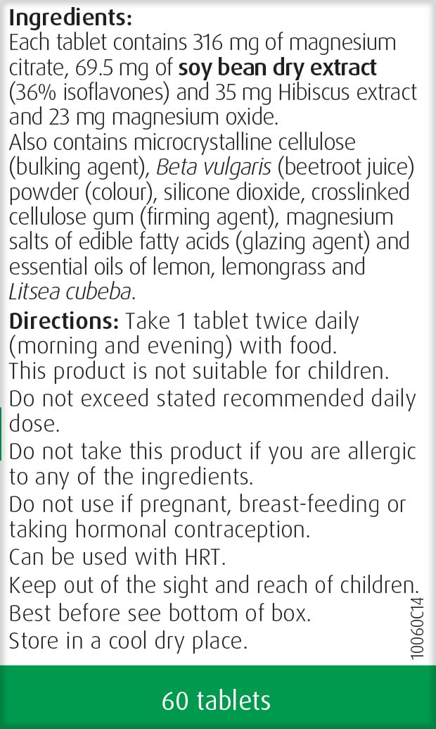 A.Vogel Menopause Support | Menopause Supplement | Support for Perimenopause & Menopause Symptoms | Soy Isoflavones, Magnesium & Hibiscus | 60 Tablets
