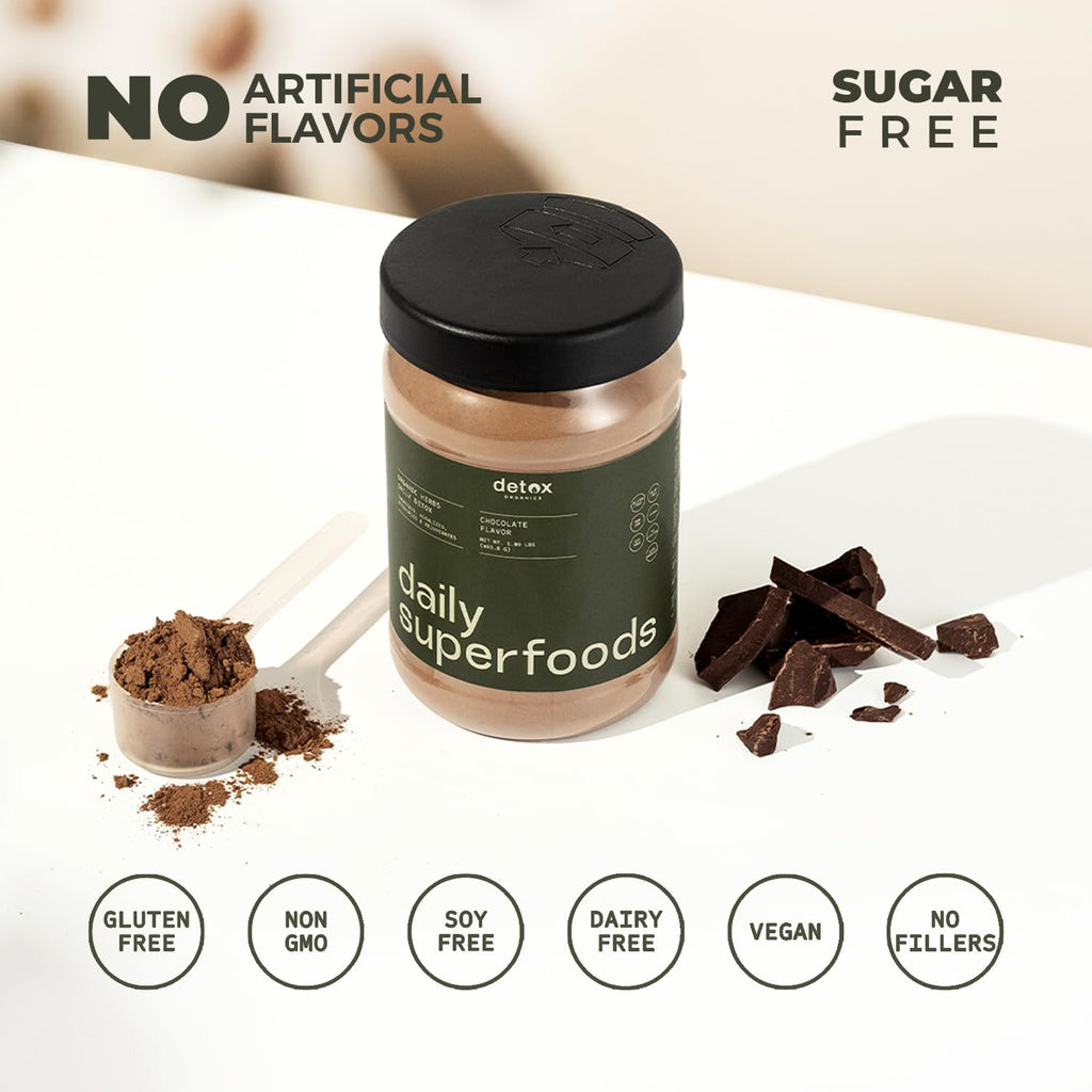 Detox Organics Chocolate Super Greens Powder, 30 Servings