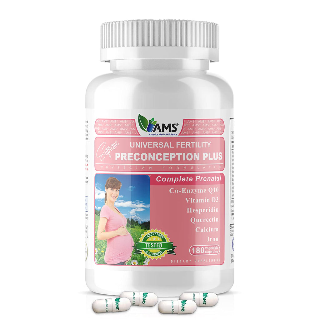 America Medic & Science Preconception Plus (180 Capsules) Conception and Fertility Supplement | Physician Formulated Pills to Support Conception | Prenatal Vitamins Best for Women Trying to Conceive