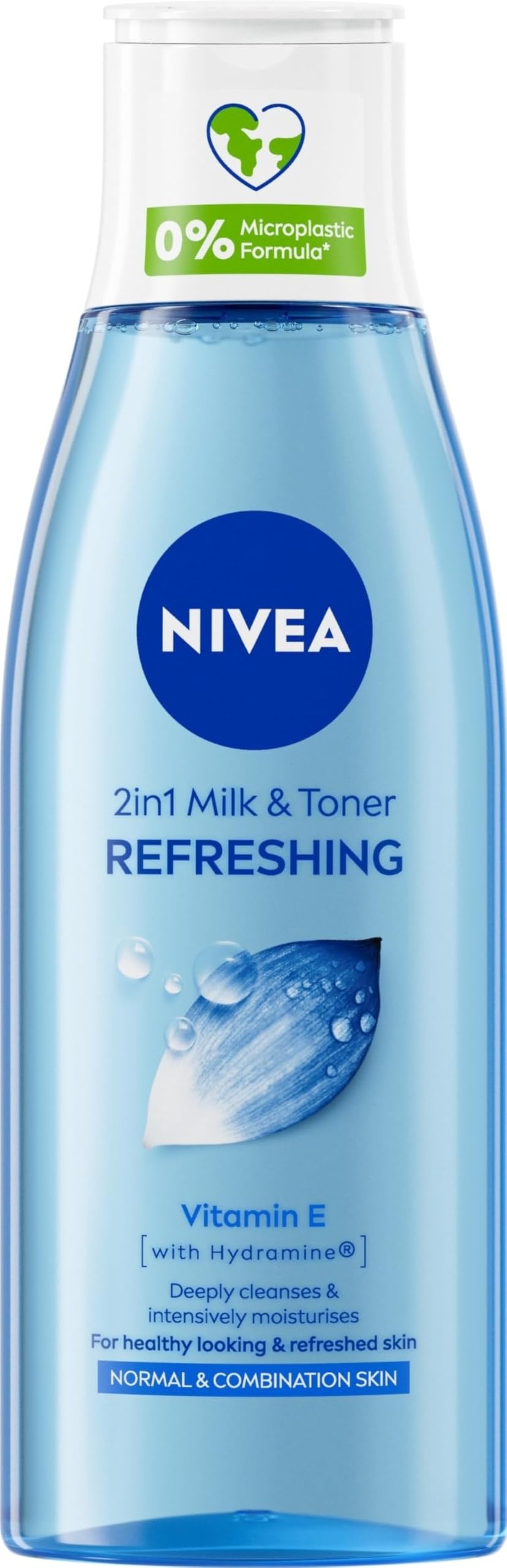 NIVEA 2-in-1 Refreshing Milk & Toner (200ml), Face Cleanser with Vitamin E and Hydramine, Deeply Cleanses, Tones, and Intensively Moisturises Skin, Make-Up Remover