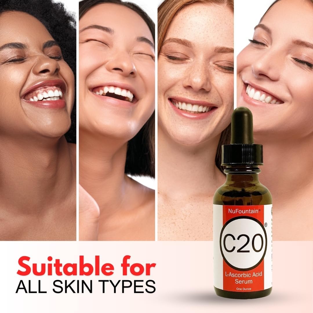 NuFountain C20 3-pack. HAND CRAFTED 3 1-Ounce Bottles of 20% L-Ascorbic Acid C Serum