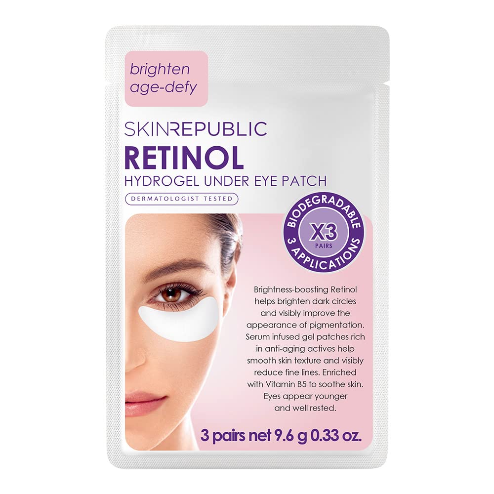 Skin Republic Retinol Under Eye Mask Clinically Proven to Reduce Crow’s Feet and Deep Wrinkles. Made in Korea. 3 pairs of under eye masks.