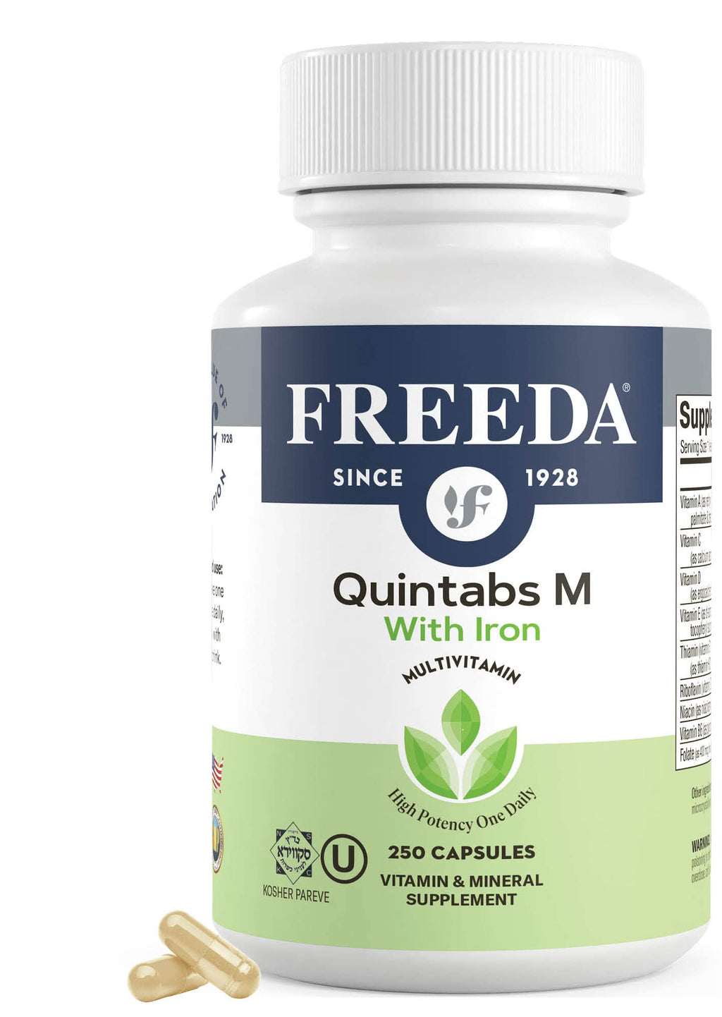 FREEDA Multivitamin – Quintabs-M with Iron – Kosher Multi Vitamins Supplements for Women Health - Multivitamins for Women & Iron-Deficient Men – Daily Vitamins for GLP-1 Users (250)