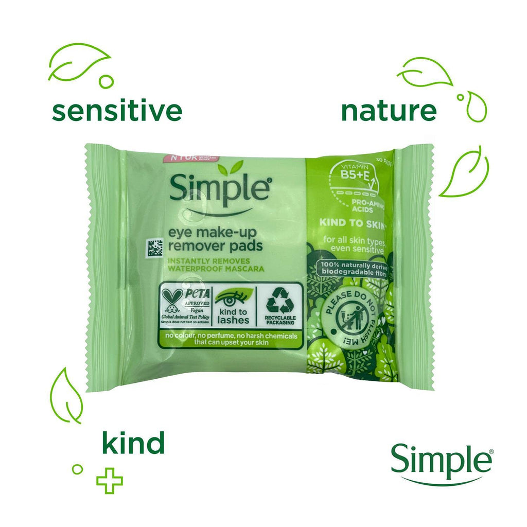Simple 2 Packs =60 Pads Of Kind To Eyes Eye Make-Up Remover Pads